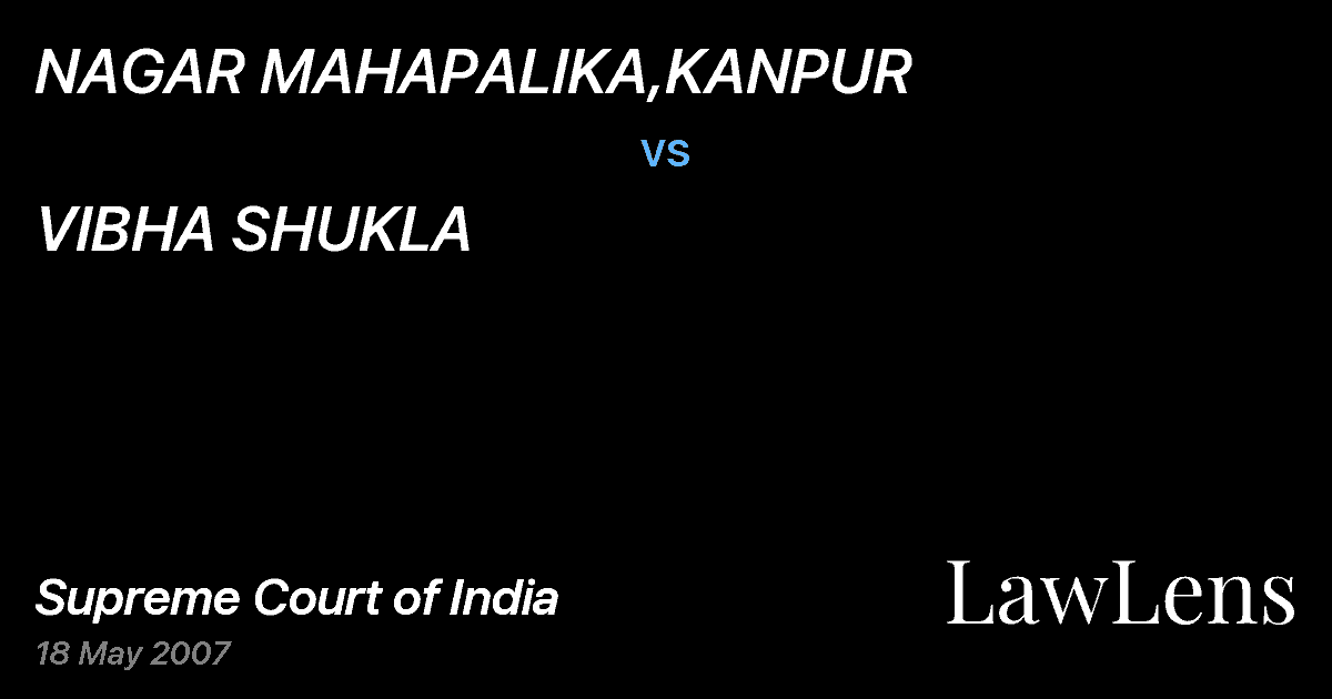 Preview image for NAGAR MAHAPALIKA,KANPUR vs. VIBHA SHUKLA
