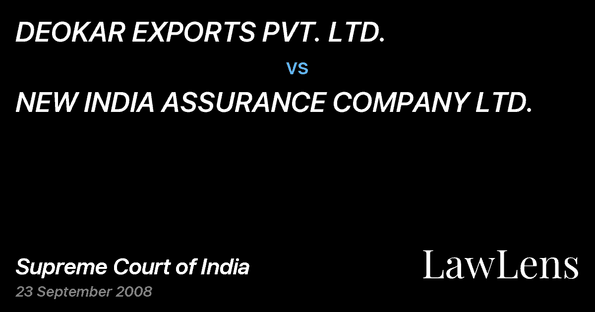 Preview image for DEOKAR EXPORTS PVT. LTD. vs. NEW INDIA ASSURANCE COMPANY LTD.