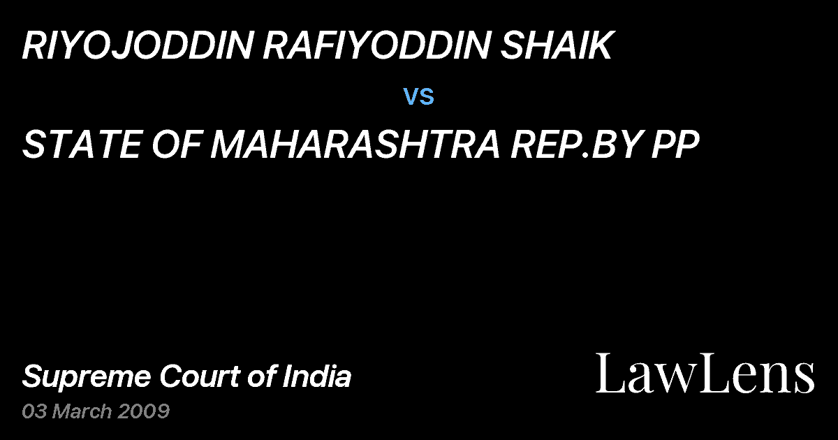 Preview image for RIYOJODDIN RAFIYODDIN SHAIK vs. STATE OF MAHARASHTRA REP.BY PP