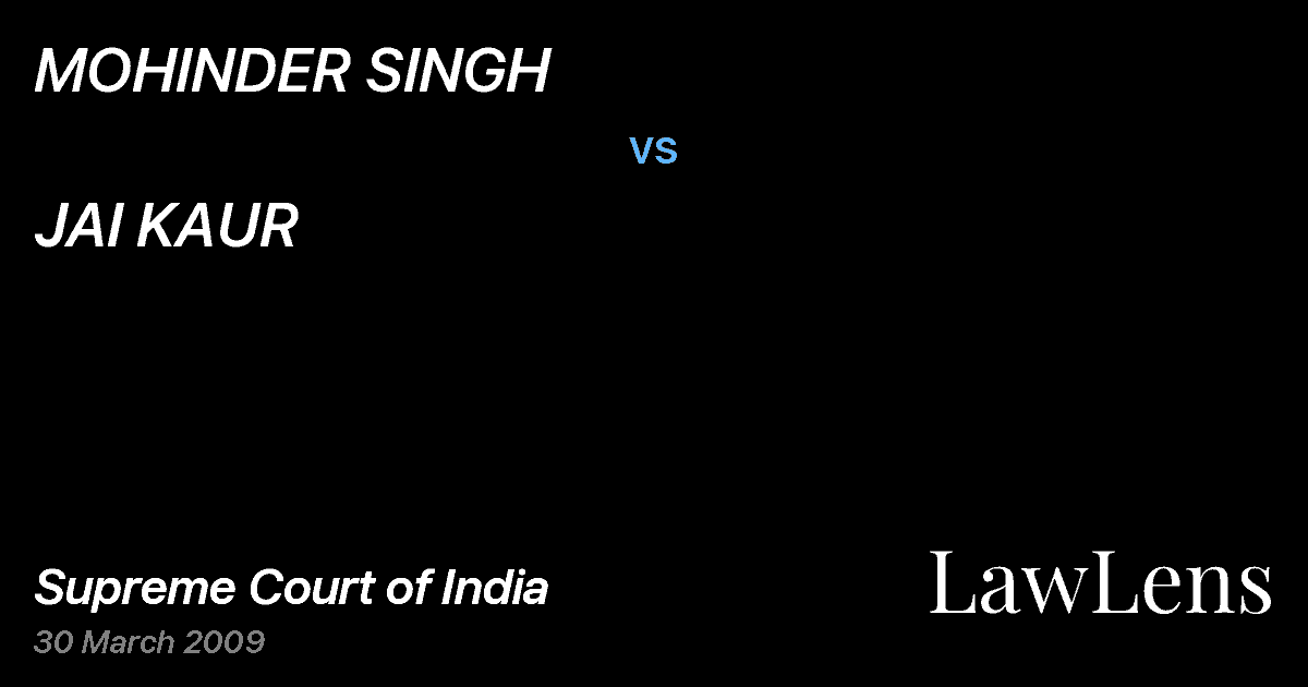 Preview image for MOHINDER SINGH vs. JAI KAUR