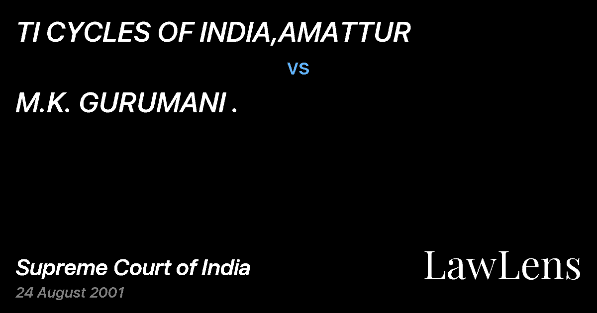 Preview image for TI CYCLES OF INDIA,AMATTUR vs. M.K. GURUMANI .