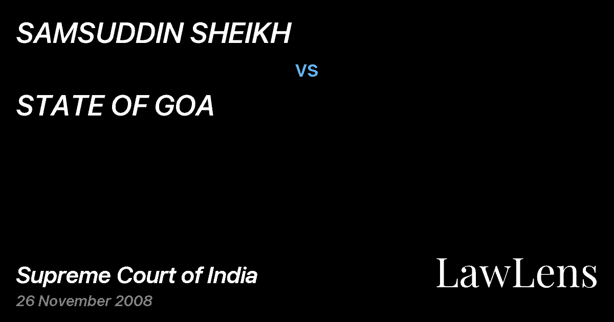 Preview image for SAMSUDDIN SHEIKH vs. STATE OF GOA