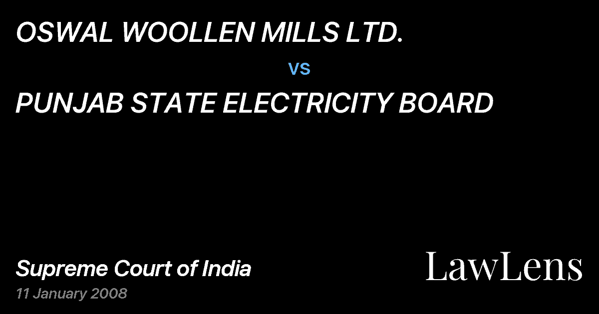 Preview image for OSWAL WOOLLEN MILLS LTD. vs. PUNJAB STATE ELECTRICITY BOARD