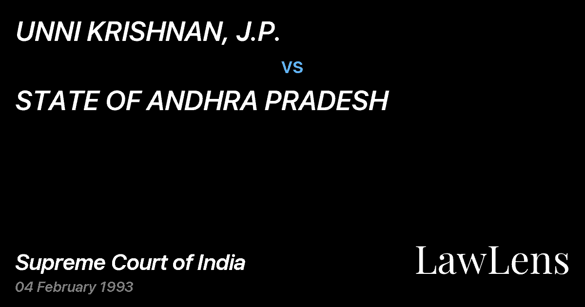 Preview image for UNNI KRISHNAN, J.P. vs. STATE OF ANDHRA PRADESH