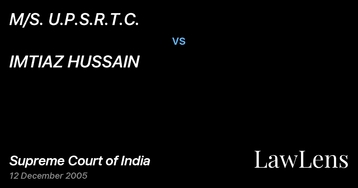 Preview image for M/S. U.P.S.R.T.C. vs. IMTIAZ HUSSAIN