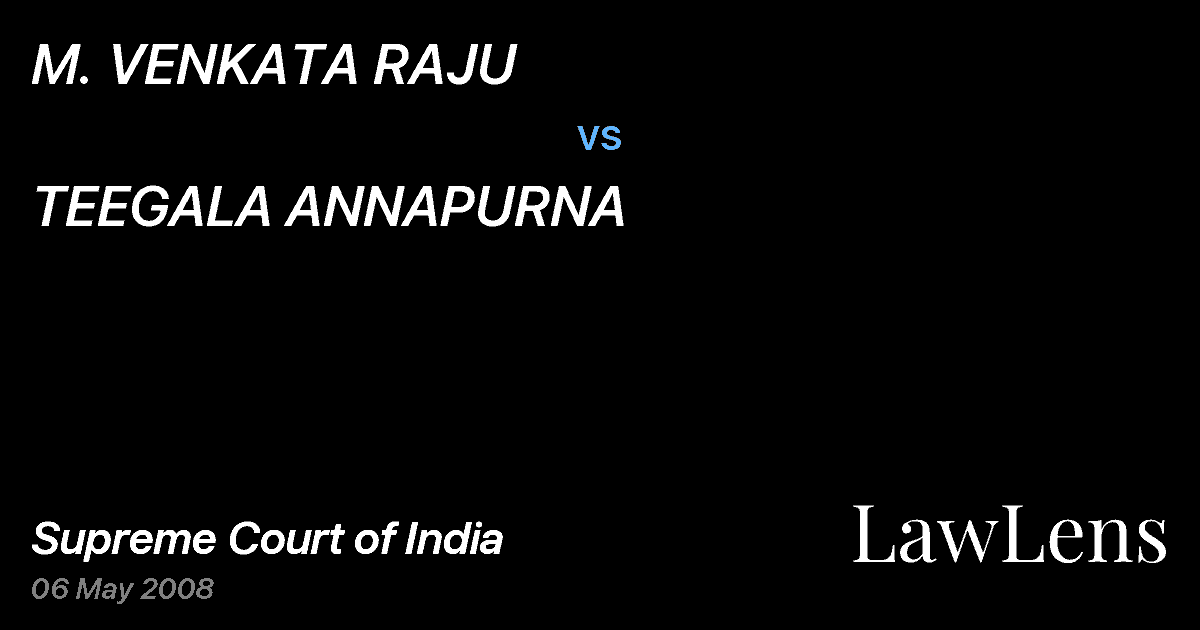 Preview image for M. VENKATA RAJU vs. TEEGALA ANNAPURNA