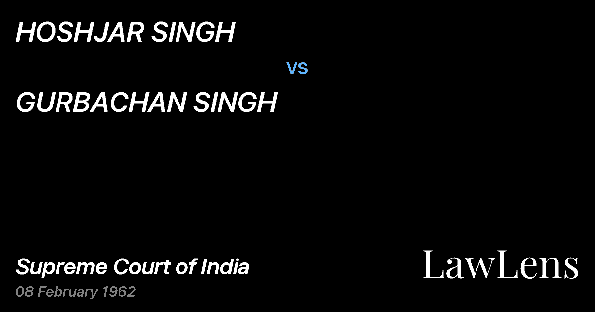 Preview image for HOSHJAR SINGH vs. GURBACHAN SINGH