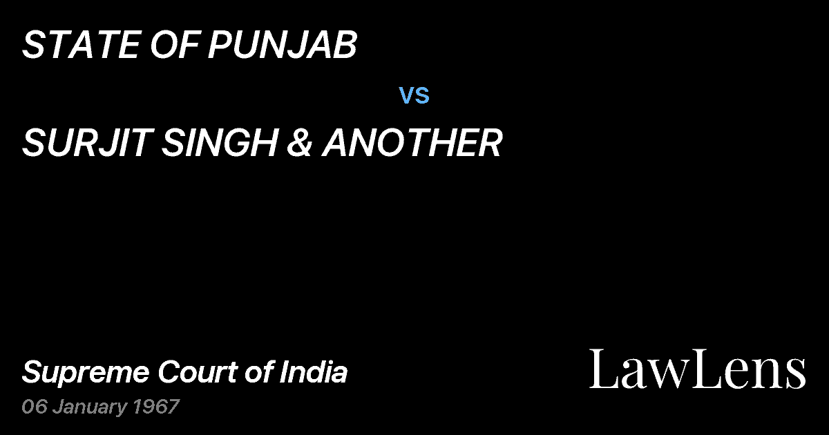 Preview image for STATE OF PUNJAB vs. SURJIT SINGH & ANOTHER