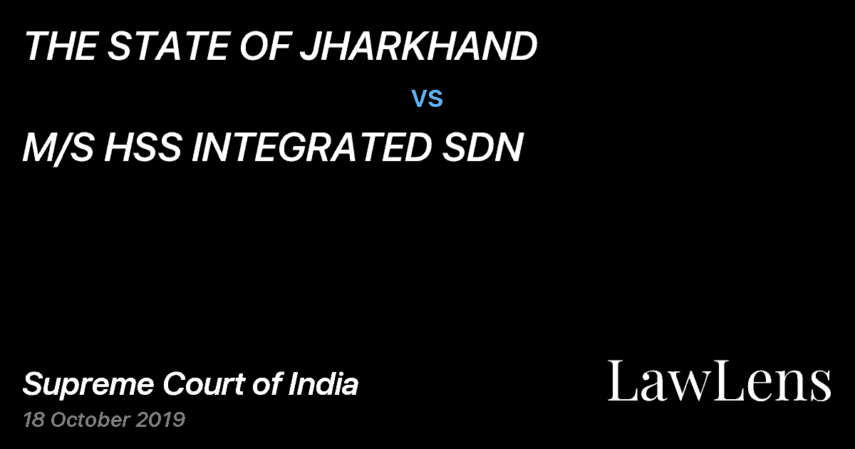 Preview image for THE STATE OF JHARKHAND vs. M/S HSS INTEGRATED SDN