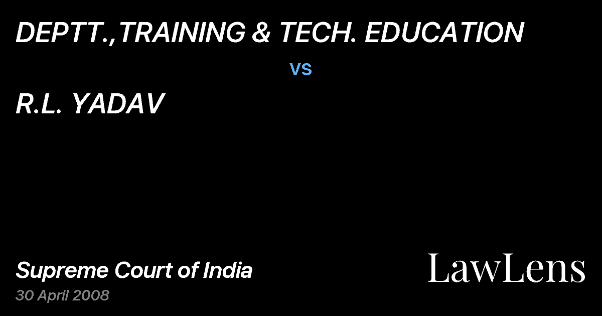 Preview image for DEPTT.,TRAINING & TECH. EDUCATION vs. R.L. YADAV