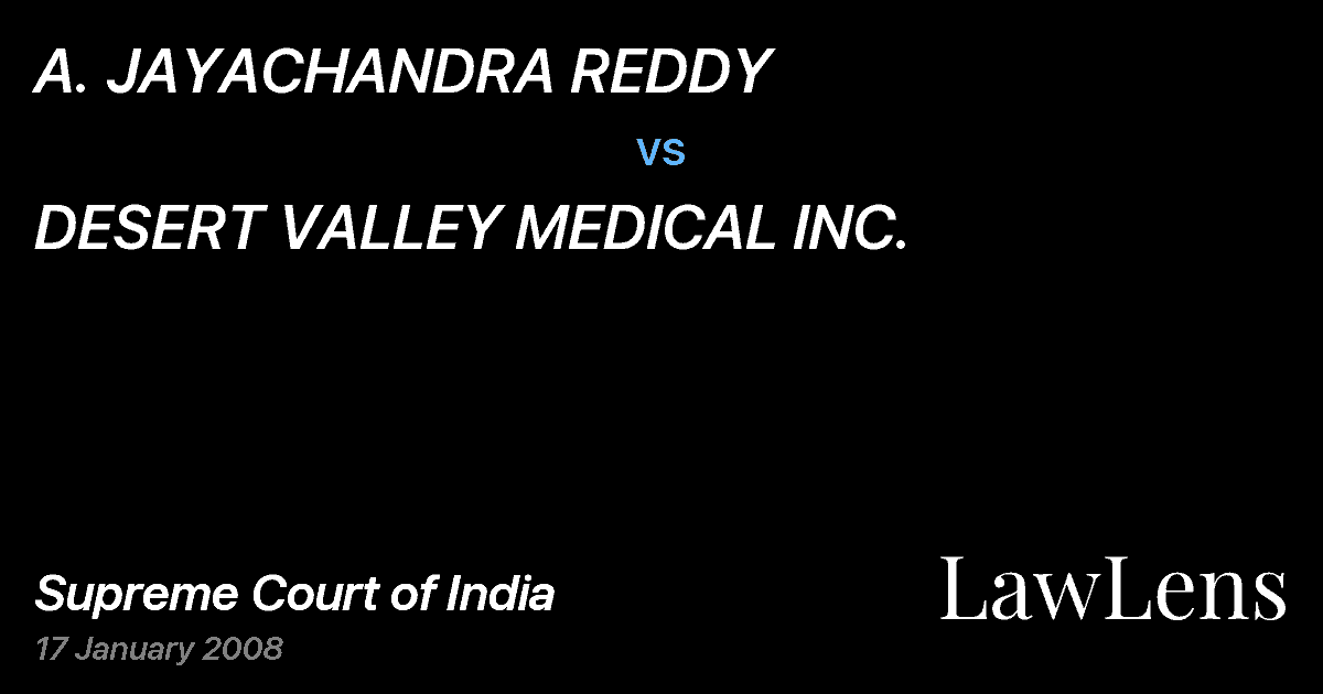 Preview image for A. JAYACHANDRA REDDY vs. DESERT VALLEY MEDICAL INC.