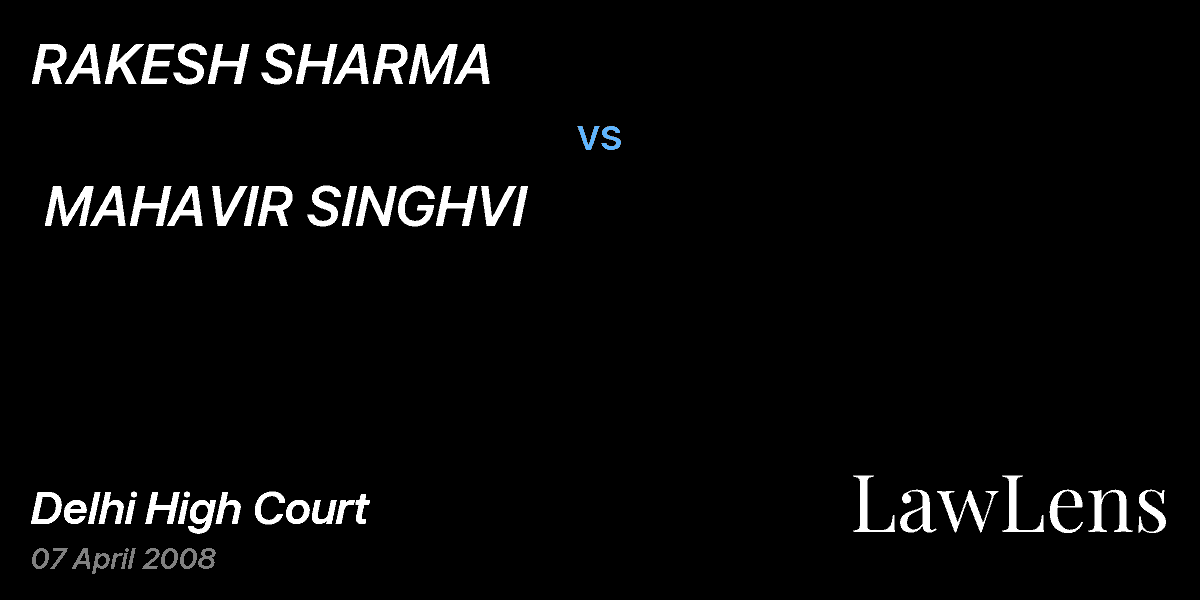 Preview image for RAKESH SHARMA  vs.  MAHAVIR SINGHVI