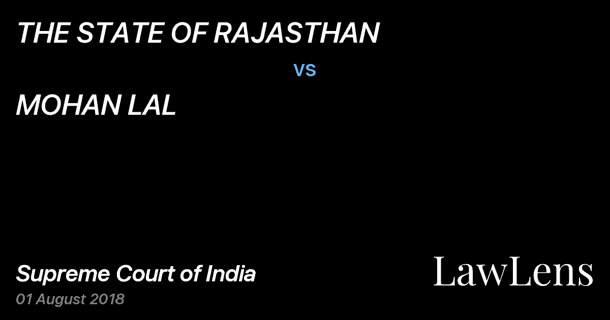 Preview image for THE STATE OF RAJASTHAN vs. MOHAN LAL