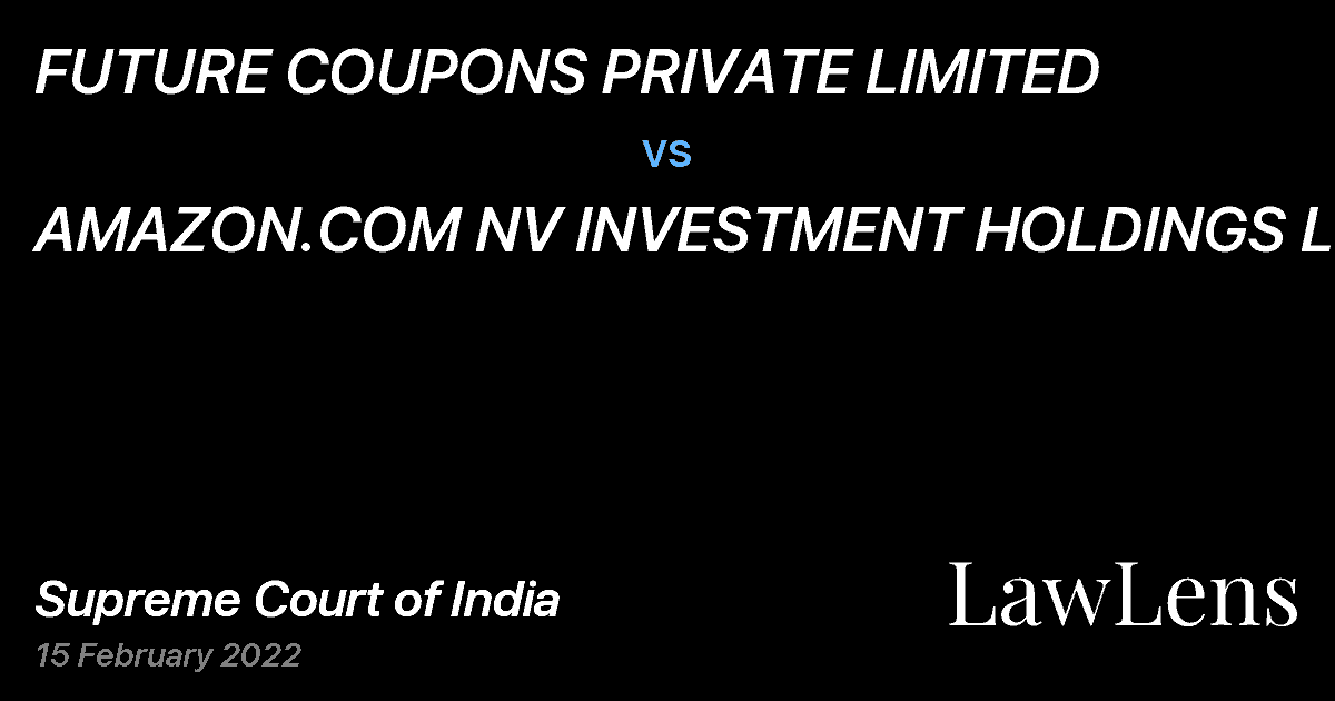 Preview image for FUTURE COUPONS PRIVATE LIMITED vs. AMAZON.COM NV INVESTMENT HOLDINGS LLC