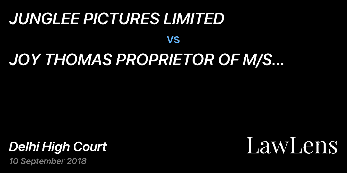 Preview image for JUNGLEE PICTURES LIMITED  vs.  JOY THOMAS PROPRIETOR OF  M/S JUBILEE PICTURES