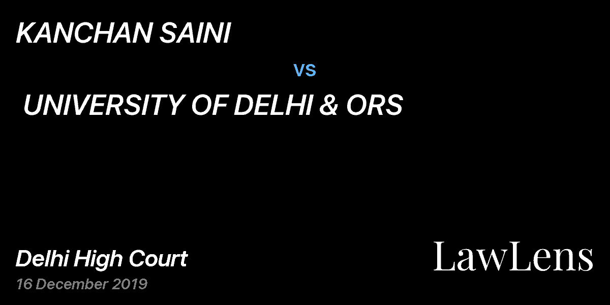 Preview image for KANCHAN SAINI  vs.  UNIVERSITY OF DELHI & ORS