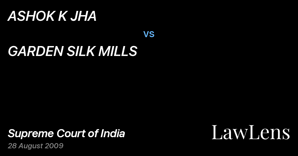 Preview image for ASHOK K JHA vs. GARDEN SILK MILLS