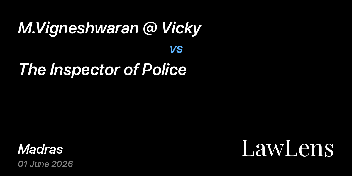 Preview image for M.Vigneshwaran @ Vicky vs. The Inspector of Police