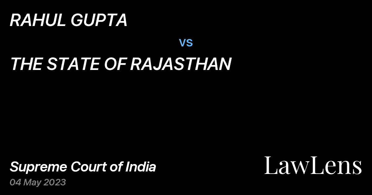 Preview image for RAHUL GUPTA vs. THE STATE OF RAJASTHAN