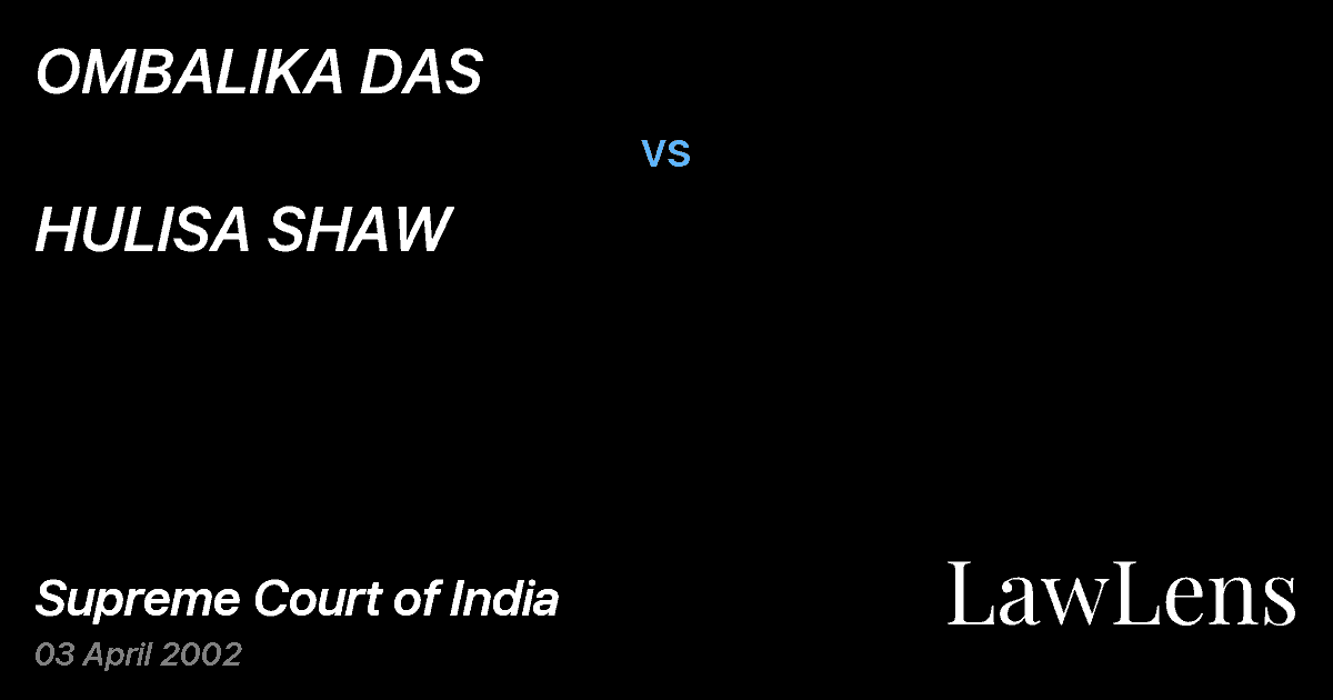 Preview image for OMBALIKA DAS vs. HULISA SHAW