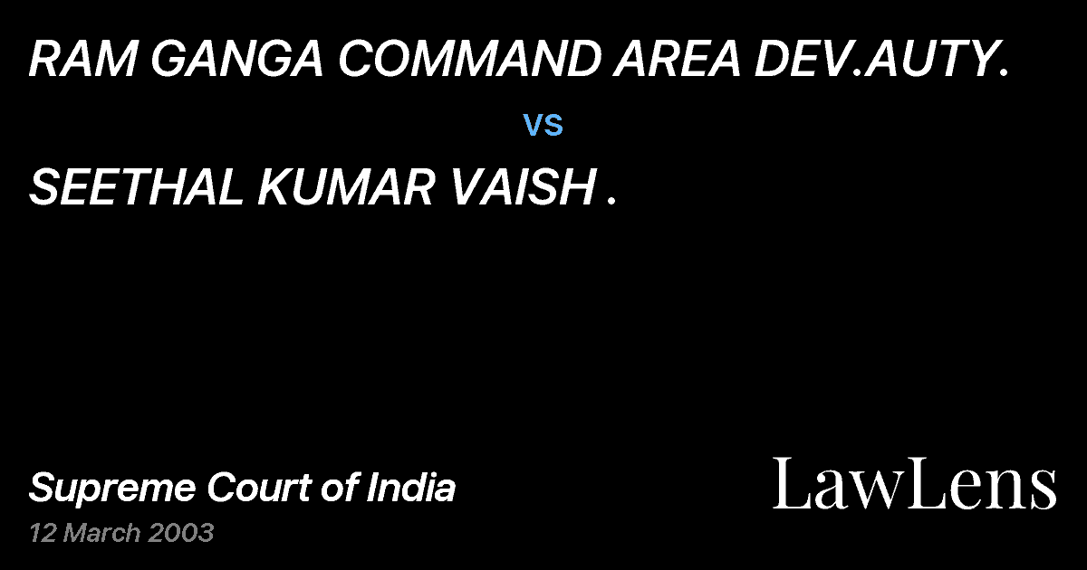 Preview image for RAM GANGA COMMAND AREA DEV.AUTY. vs. SEETHAL KUMAR VAISH .