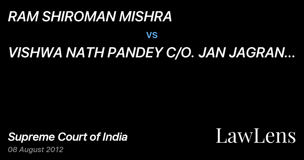 Preview image for RAM SHIROMAN MISHRA vs. VISHWA NATH PANDEY C/O. JAN JAGRAN MORCHA