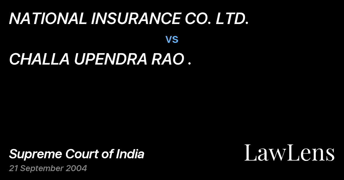 Preview image for NATIONAL INSURANCE CO. LTD. vs. CHALLA UPENDRA RAO .