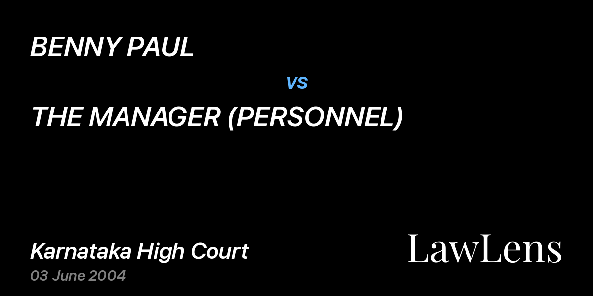 Preview image for BENNY PAUL vs. THE MANAGER (PERSONNEL)