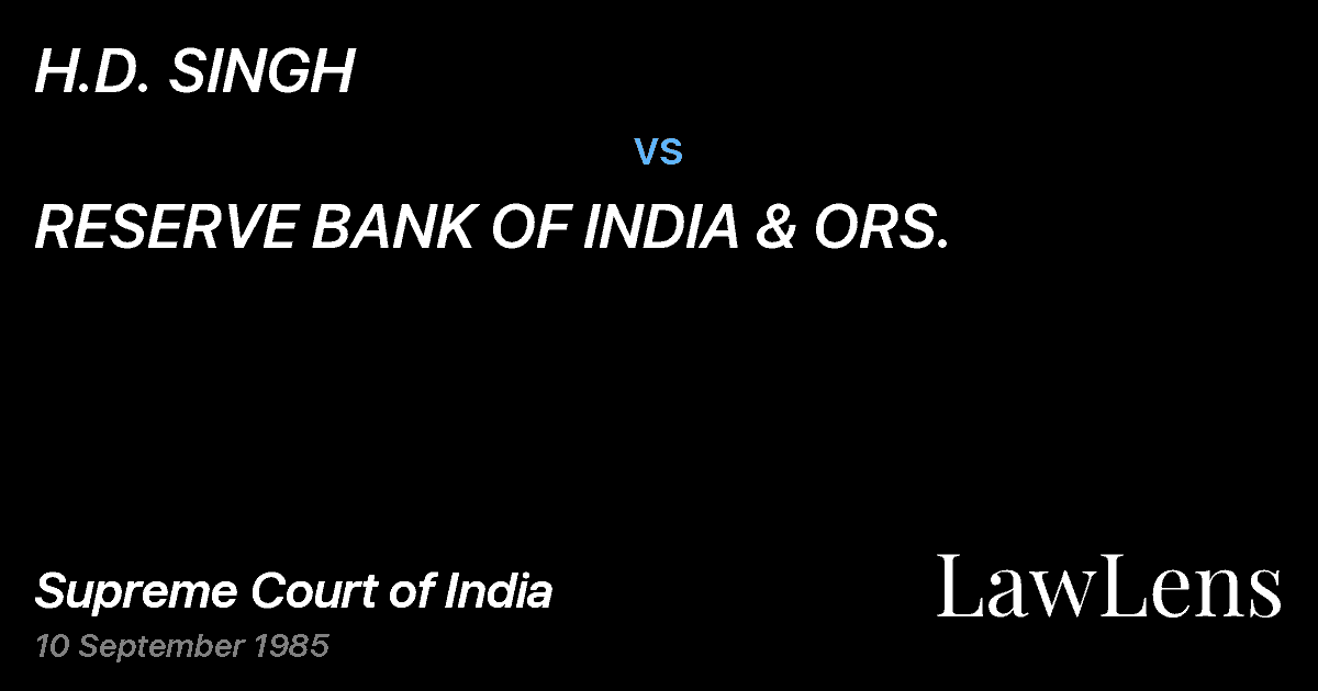 Preview image for H.D. SINGH vs. RESERVE BANK OF INDIA & ORS.