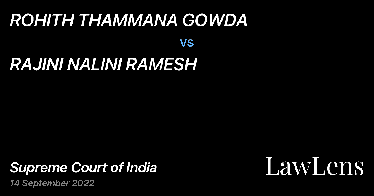 Preview image for ROHITH THAMMANA GOWDA vs. RAJINI NALINI RAMESH