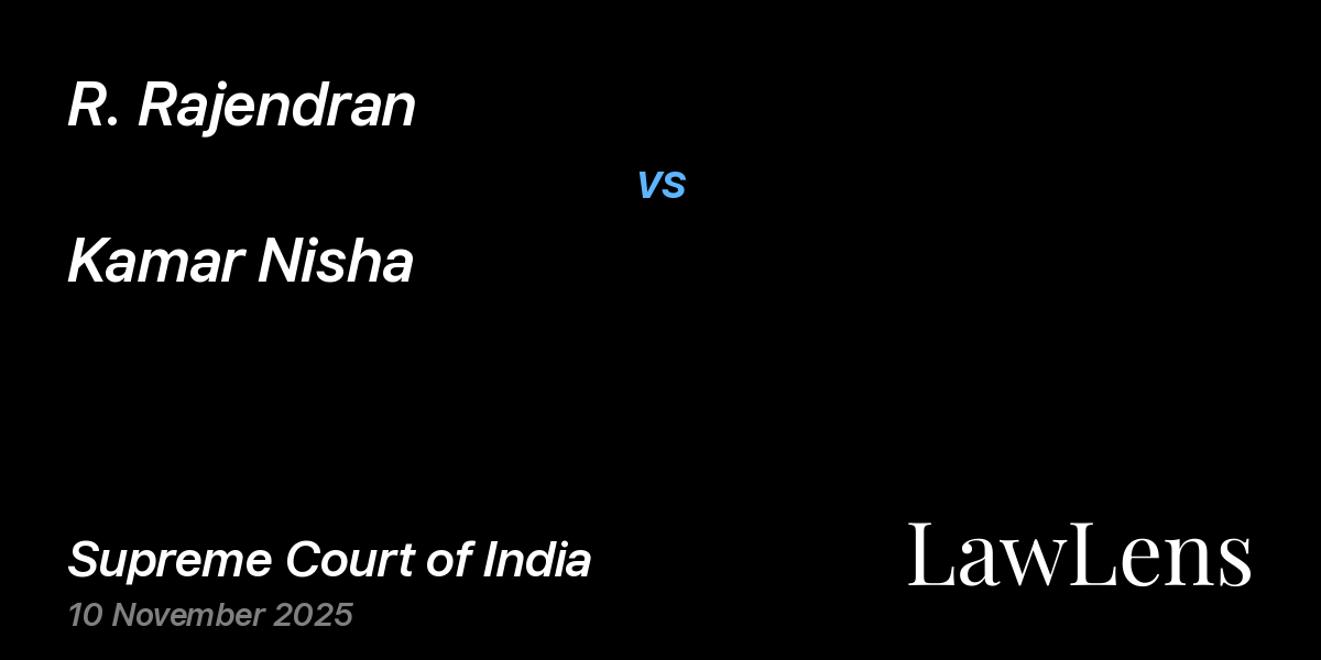 Preview image for R. Rajendran vs. Kamar Nisha