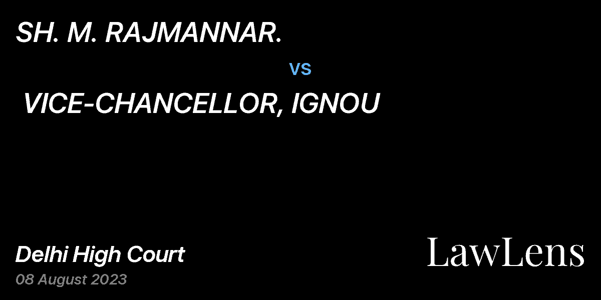 Preview image for SH. M. RAJMANNAR.  vs.  VICE-CHANCELLOR, IGNOU