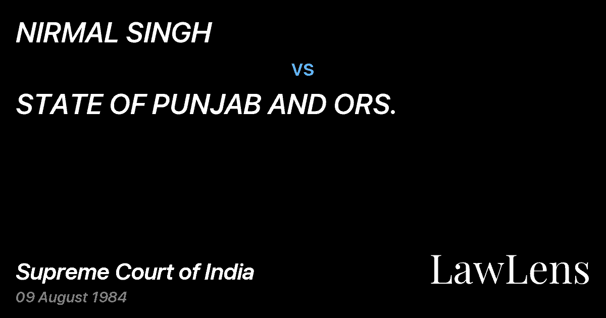 Preview image for NIRMAL SINGH vs. STATE OF PUNJAB AND ORS.