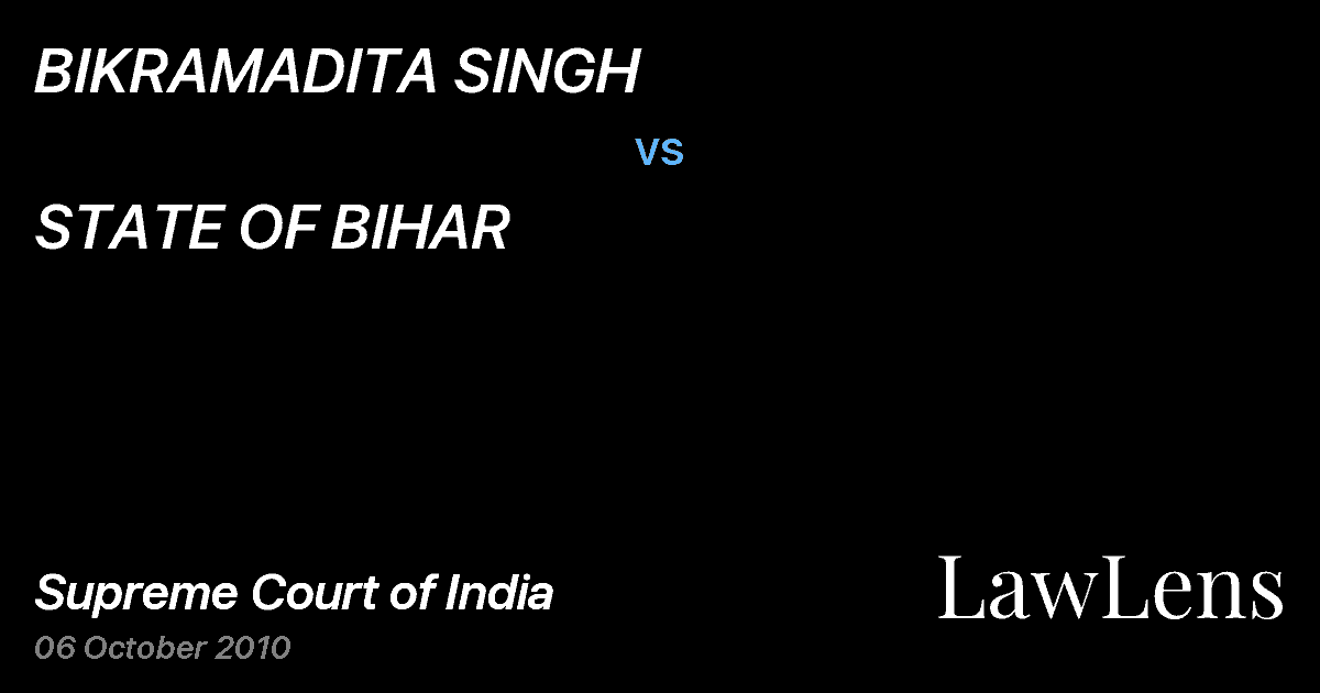 Preview image for BIKRAMADITA SINGH vs. STATE OF BIHAR