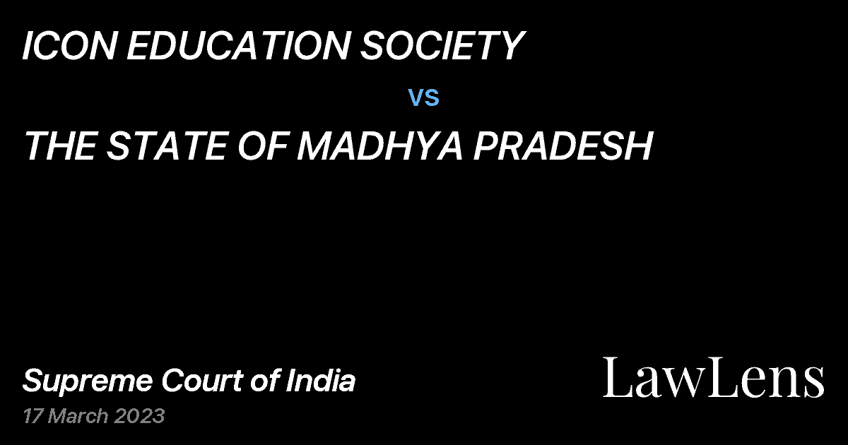 Preview image for ICON EDUCATION SOCIETY vs. THE STATE OF MADHYA PRADESH