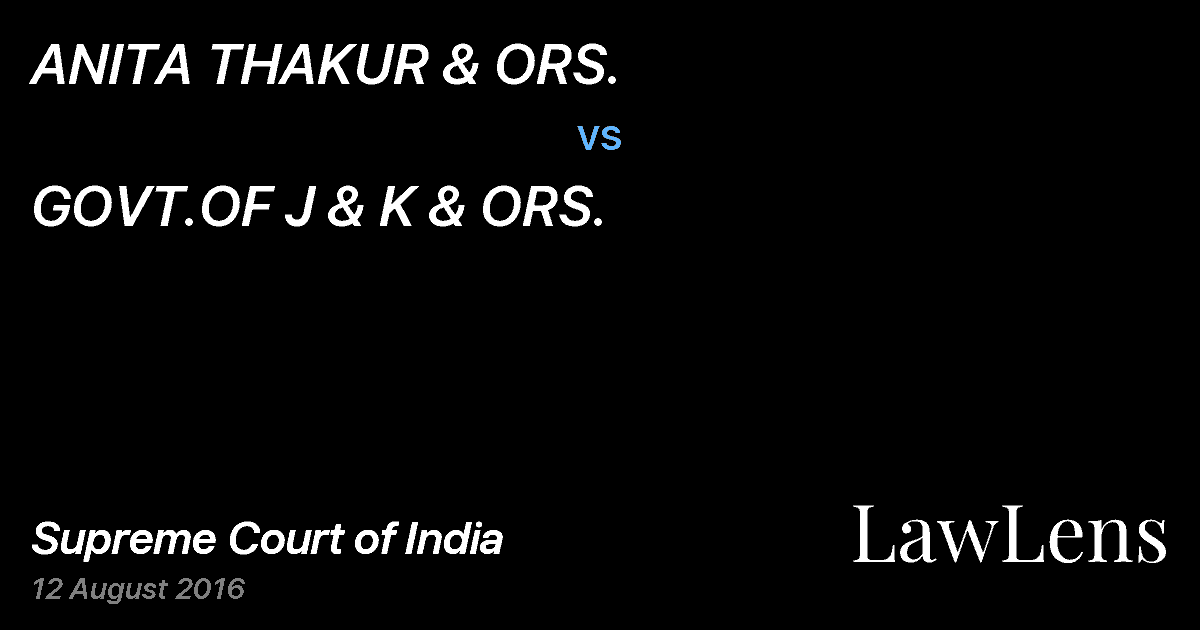 Preview image for ANITA THAKUR & ORS. vs. GOVT.OF J & K & ORS.