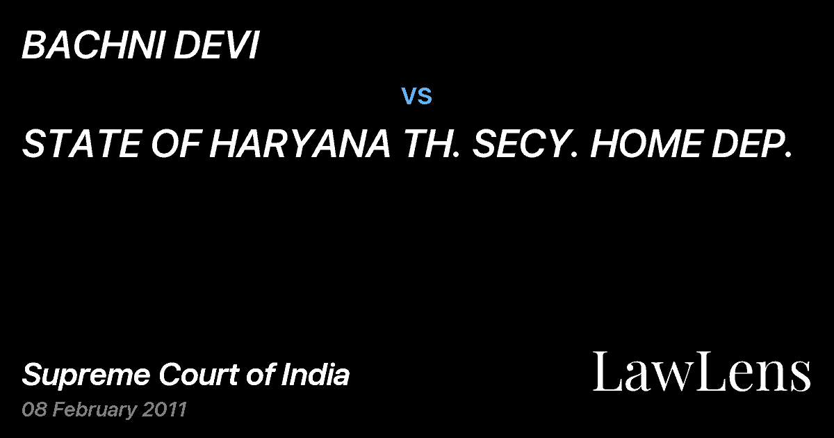Preview image for BACHNI DEVI vs. STATE OF HARYANA TH. SECY. HOME DEP.
