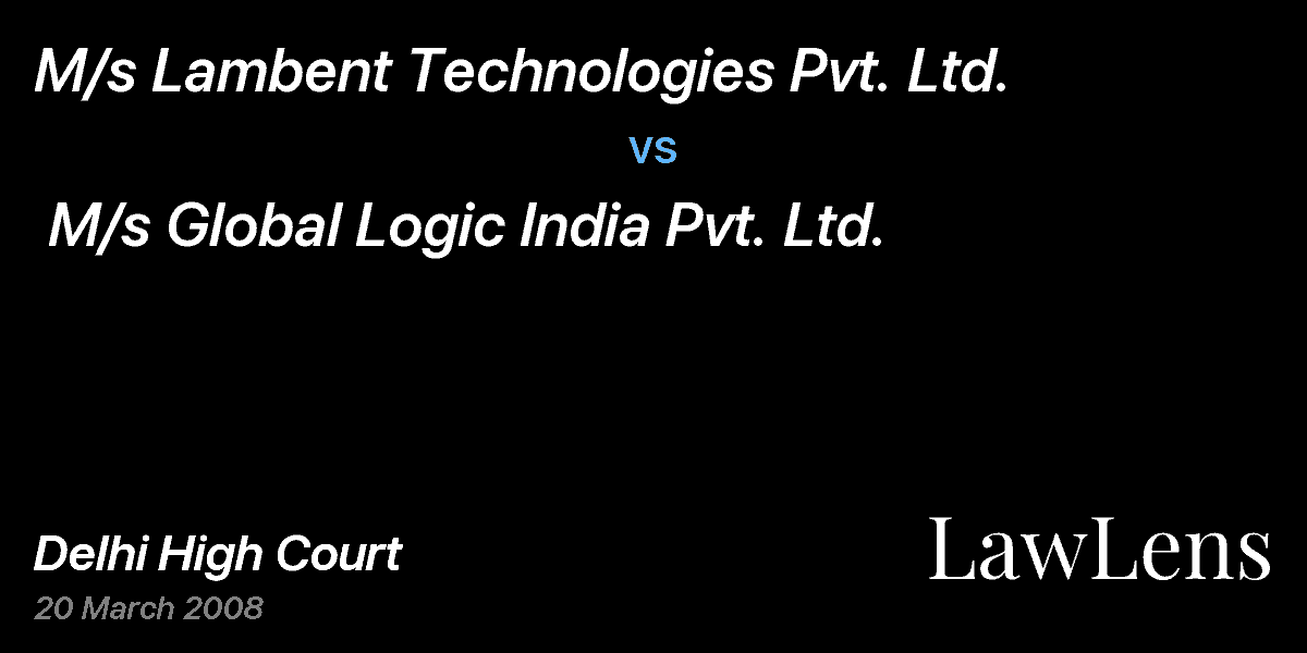 Preview image for M/s Lambent Technologies Pvt. Ltd.       vs.  M/s Global Logic India Pvt. Ltd.      