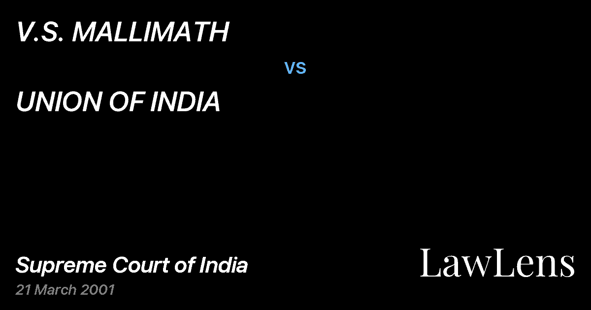 Preview image for V.S. MALLIMATH vs. UNION OF INDIA
