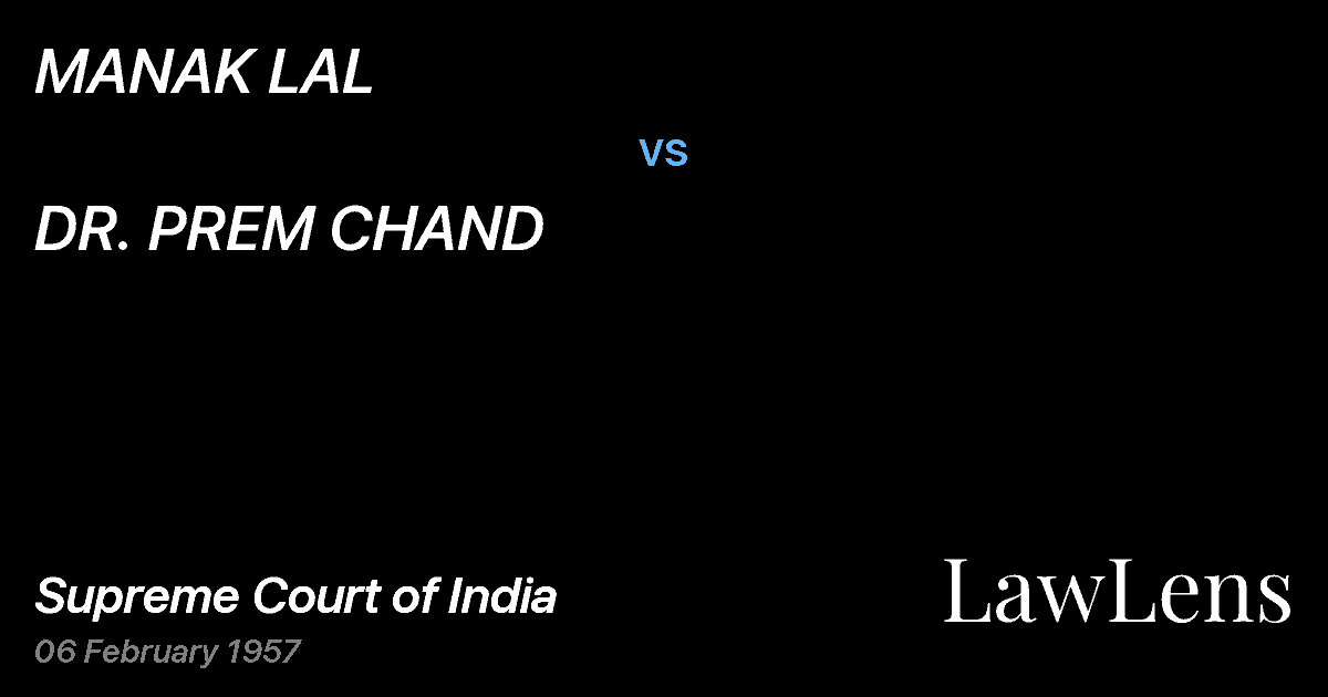 Preview image for MANAK LAL vs. DR. PREM CHAND