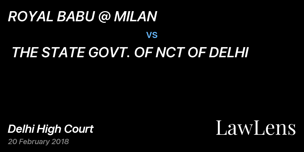 Preview image for ROYAL BABU @ MILAN  vs.  THE STATE GOVT. OF NCT OF DELHI