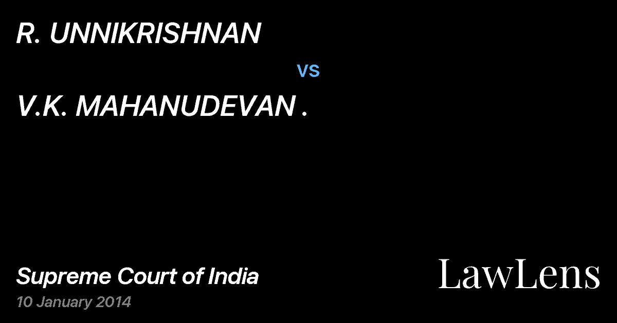 Preview image for R. UNNIKRISHNAN vs. V.K. MAHANUDEVAN .
