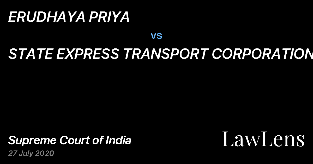 Preview image for ERUDHAYA PRIYA vs. STATE EXPRESS TRANSPORT CORPORATION LTD