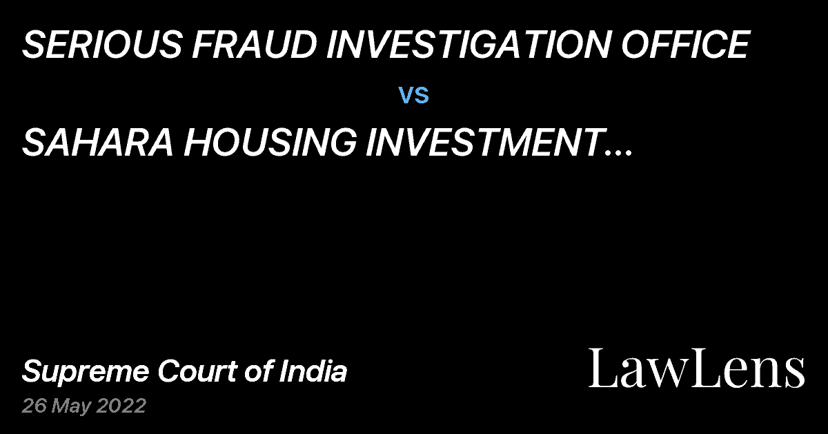 Preview image for SERIOUS FRAUD INVESTIGATION OFFICE vs. SAHARA HOUSING INVESTMENT CORPORATION LIMITED