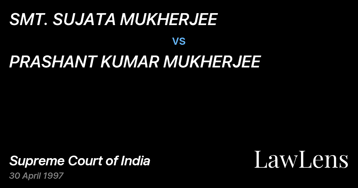 Preview image for SMT. SUJATA MUKHERJEE vs. PRASHANT KUMAR MUKHERJEE