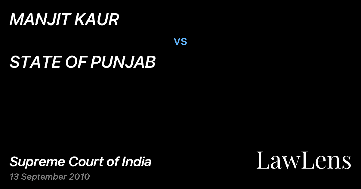 Preview image for MANJIT KAUR vs. STATE OF PUNJAB