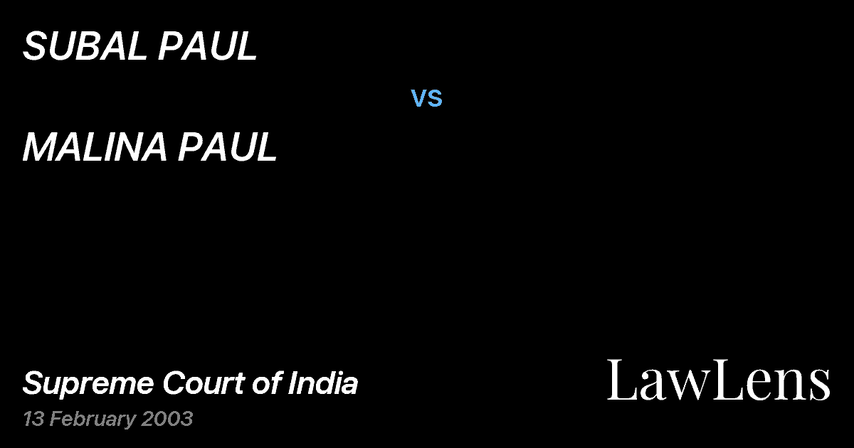 Preview image for SUBAL PAUL vs. MALINA PAUL