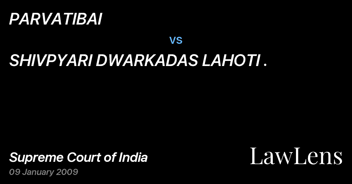 Preview image for PARVATIBAI vs. SHIVPYARI DWARKADAS LAHOTI .