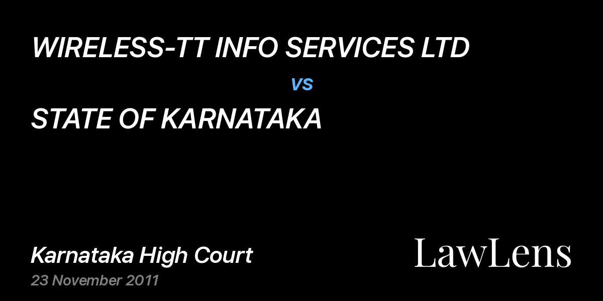 Preview image for WIRELESS-TT INFO SERVICES LTD vs. STATE OF KARNATAKA