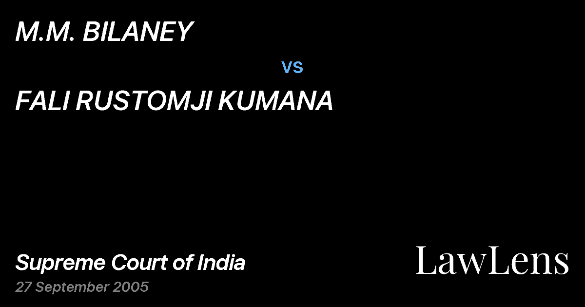 Preview image for M.M. BILANEY vs. FALI RUSTOMJI KUMANA